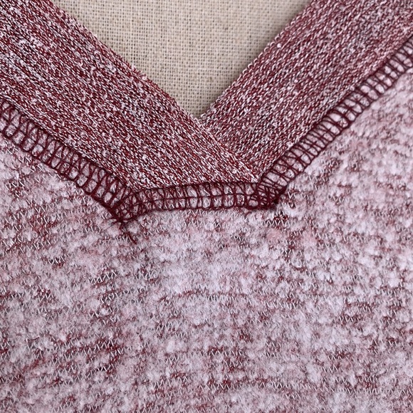❌DONATED❌Cherish Burgundy Contrast Long Sleeve Brushed Knit Top - Picture 7 of 10